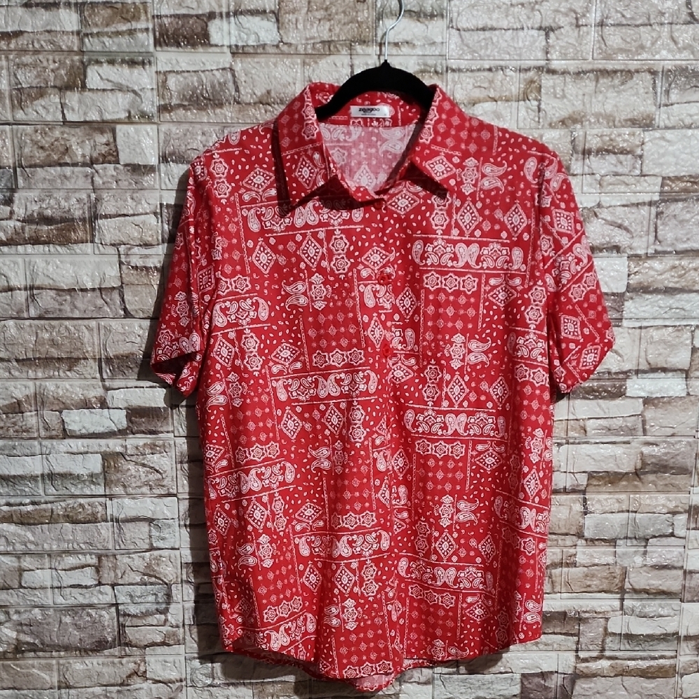 Zeagoo Red Patterned Men's Shirt